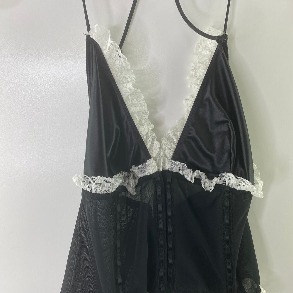 Victoria's Secret Mesh Babydoll LARGE Lingerie Lacy Black Lace Teddy Nightie - Picture 1 of 7